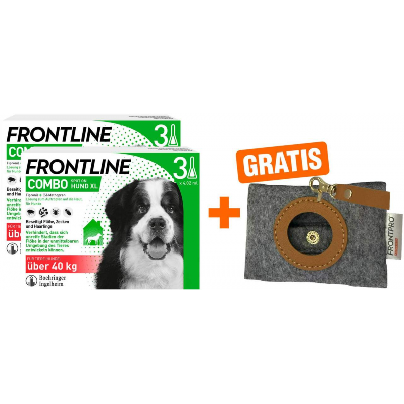 Frontline Combo Spot on Hund XL 40-60 kg 3 x 2 Pipetten + gratis Hundekotbeutelspender