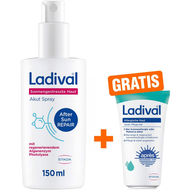 Ladival sonnengestresste Haut Akut Spray 150 ml + gratis Ladival allergische Haut Apres Pflege-Gel 50 ml