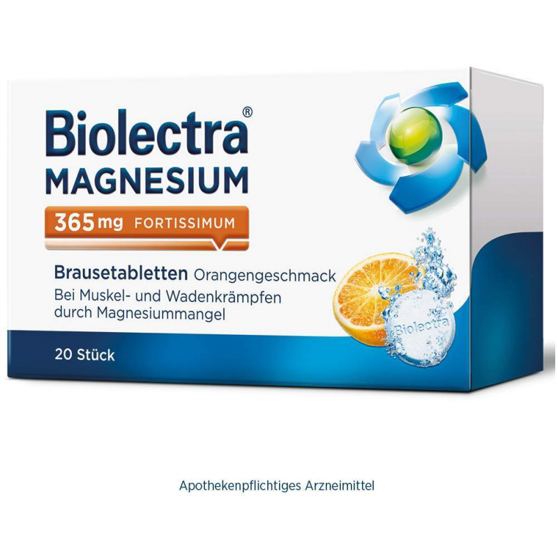 Biolectra Magnesium 365 mg fortissimum Orangengeschmack 20 Brausetabletten