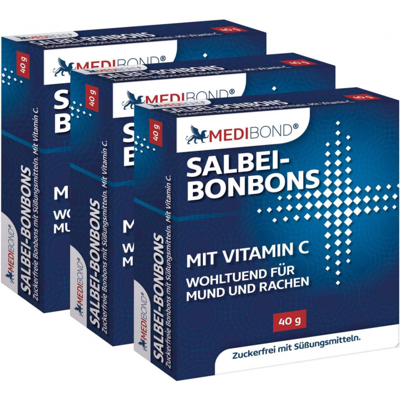 Salbei Bonbons zuckerfrei Medibond 3 x 40 g