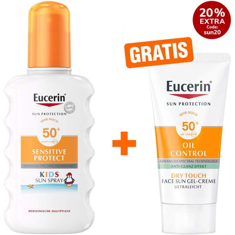 Eucerin Sensitive Protect Kids Sun Spray LSF 50+ + gratis Sun Gel-Creme Oil Control 20 ml