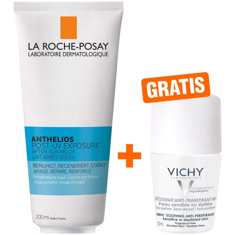 La Roche Posay Anthelios After Sun Milch 200 ml + gratis Vichy Deo Roll-on Anti Flecken 48h 50 ml
