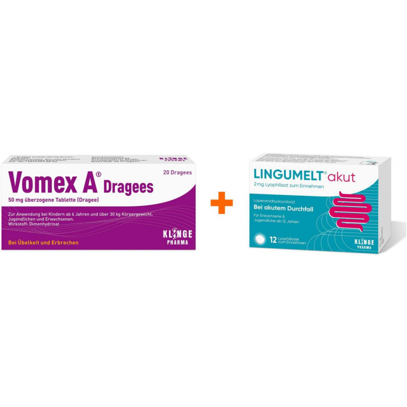 Vomex A Dragees 50 mg 20 Tabletten + Lingumelt akut 2 mg Lyophilisat 12 Stück