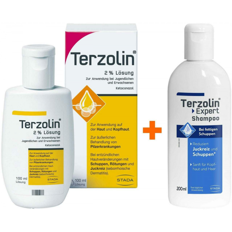 Terzolin 2% Lösung 100 ml + Terzolin Expert Shampoo bei fettiger Kopfhaut 200 ml