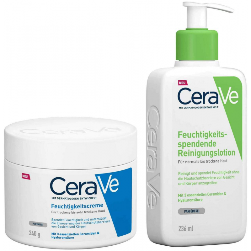 CeraVe Feuchtigkeitscreme 340 g + Feuchtigkeitsspendende Reinigungslotion 236 ml