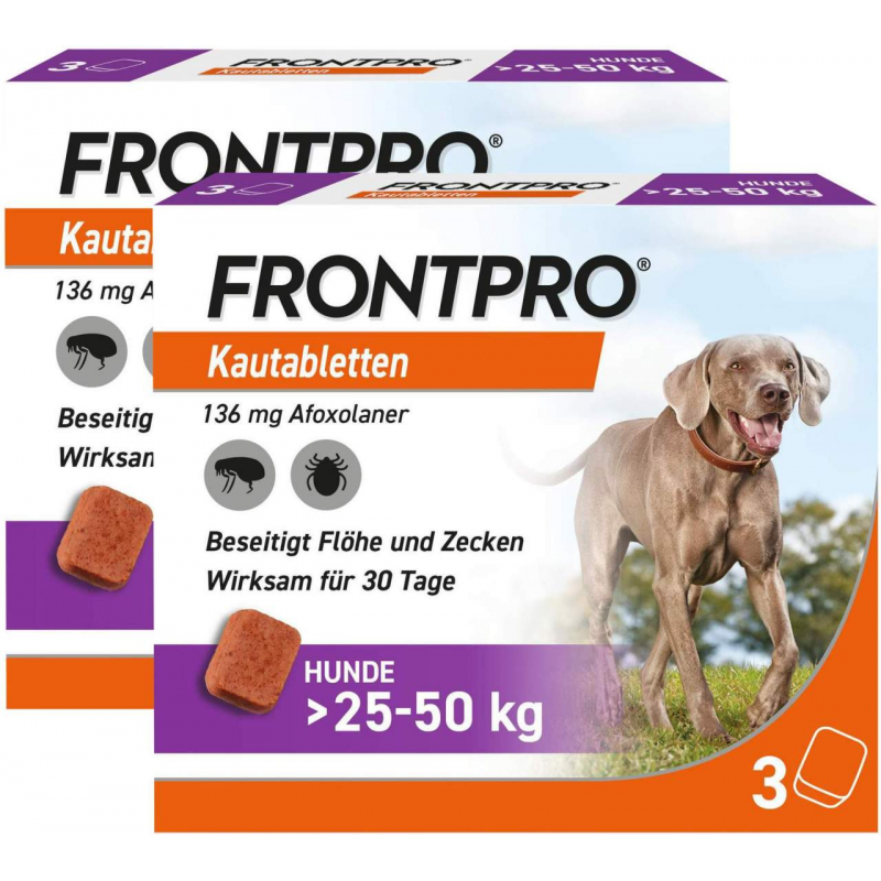 Frontpro 136 mg für Hunde 25-50 kg 2 x 3 Kautabletten