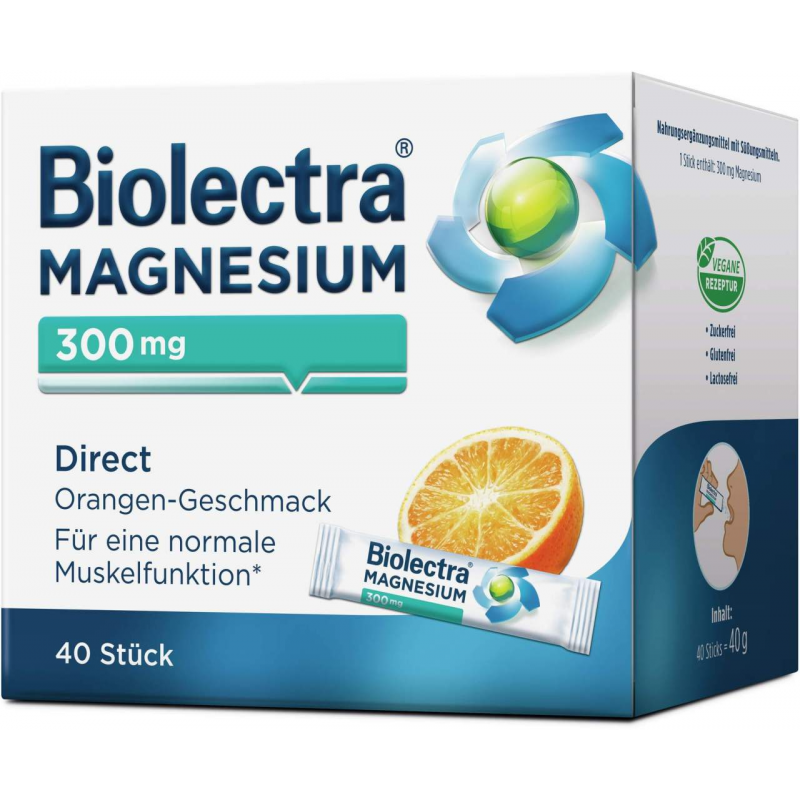 Biolectra Magnesium 300 mg Direct Orangengeschmack 40 Pellet