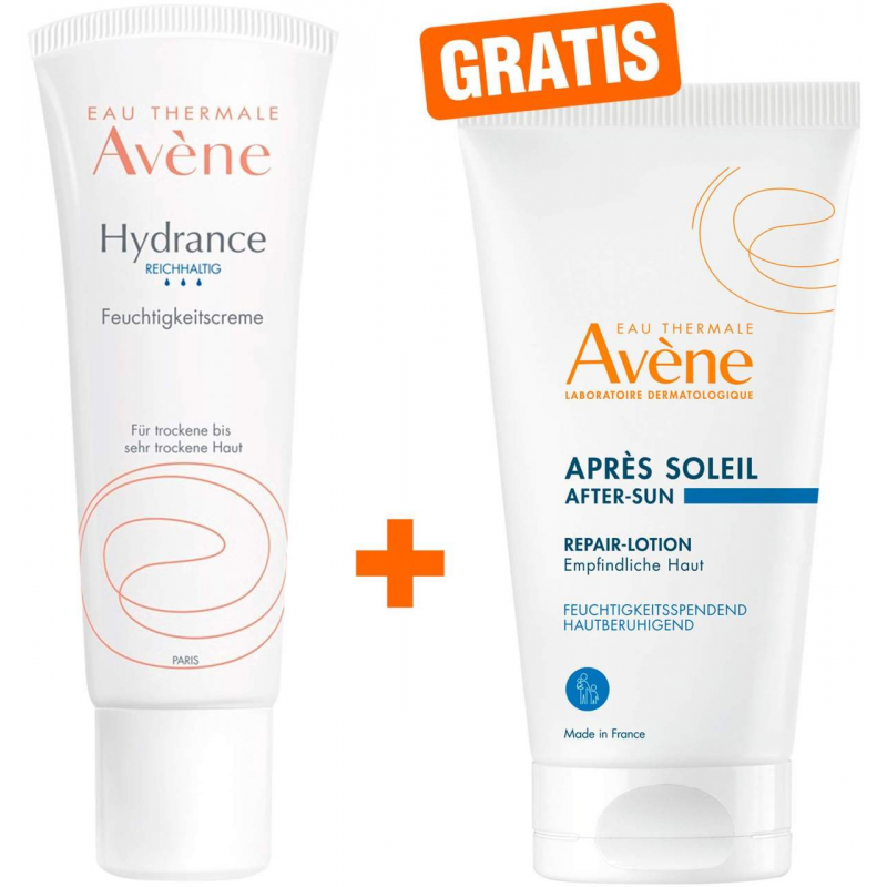 Avene Hydrance reichhaltige Feuchtigkeitscreme 40ml + gratis Repair-Lotion nach der Sonne 50 ml