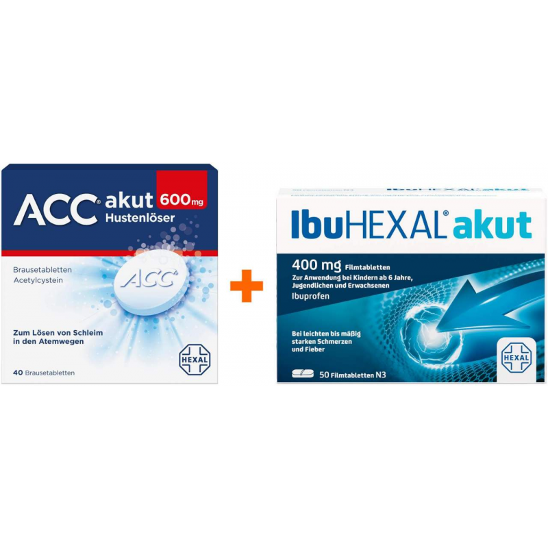ACC akut 600 40 Brausetabletten + Ibu Hexal akut 400 mg 50 Filmtabletten