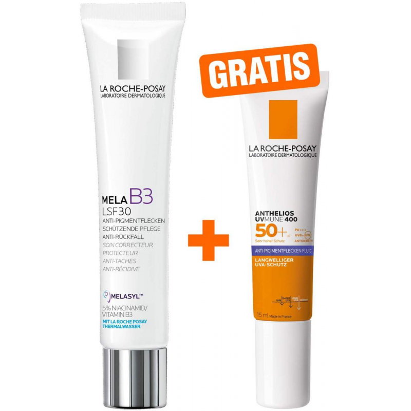 La Roche Posay Mela B3 LSF30 40 ml Creme + gratis La Roche Posay Anthelios Anti-Pigment Fluid 15 ml