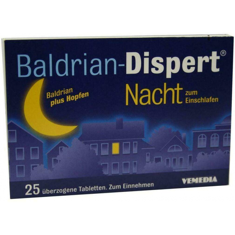 Baldrian-Dispert Nacht zum Einschlafen 25 überzogene Tabletten