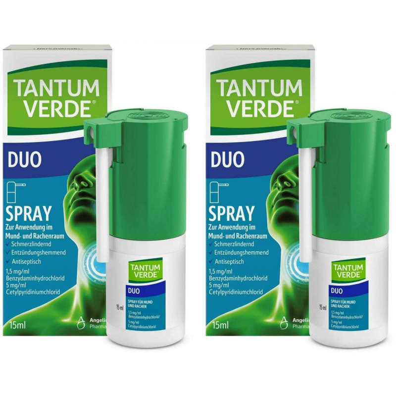 Tantum Verde Duo 1,5 mg je ml + 5 mg je ml Spray zur Anwendung in der Mundhöle 2 x 15 ml