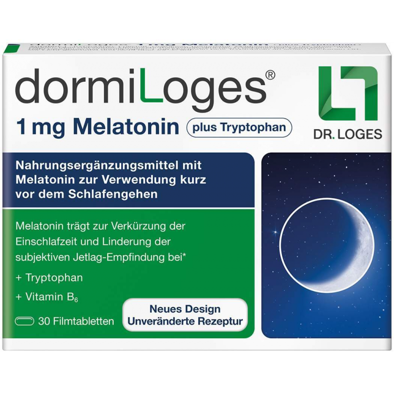 Dormiloges 1 mg Melatonin Plus Tryptophan 30 Filmtabletten