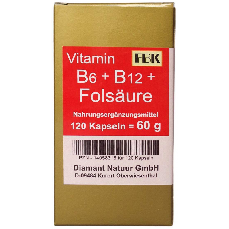 Vitamin B6 B12 Folsäure Kapseln 120 Stück