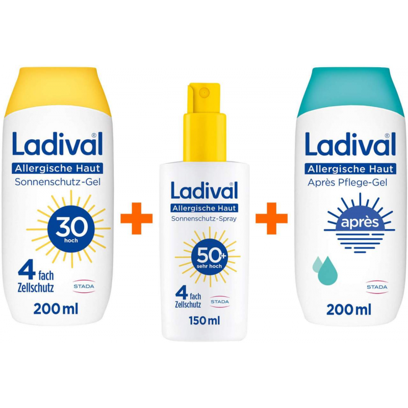 Ladival allergische Haut Sonnenschutz-Gel 200 ml + allergische Haut Sonnenschutz-Spray 150 ml + Apres Pflege 200 ml