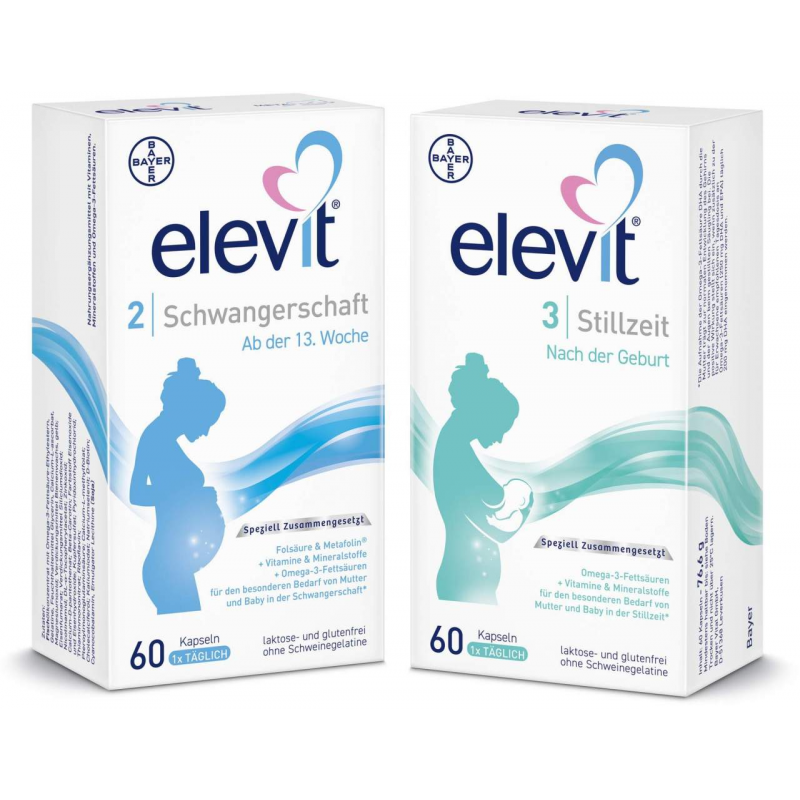 Elevit 2 Schwangerschaft 60 Kapseln + Elevit 3 Stillzeit 60 Weichkapseln