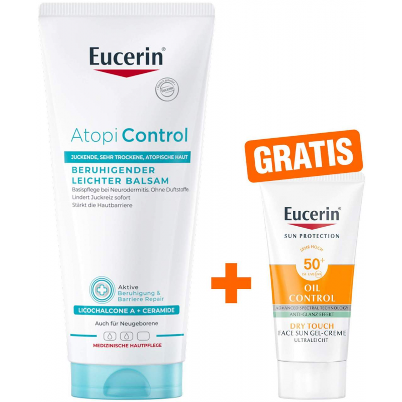Eucerin AtopiControl Balsam 200 ml + gratis Eucerin Sun Gel-Creme Oil Control 20 ml