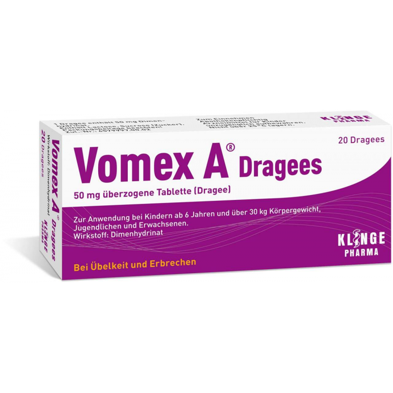 Vomex A Dragees 50 mg 20 überzogene Tabletten