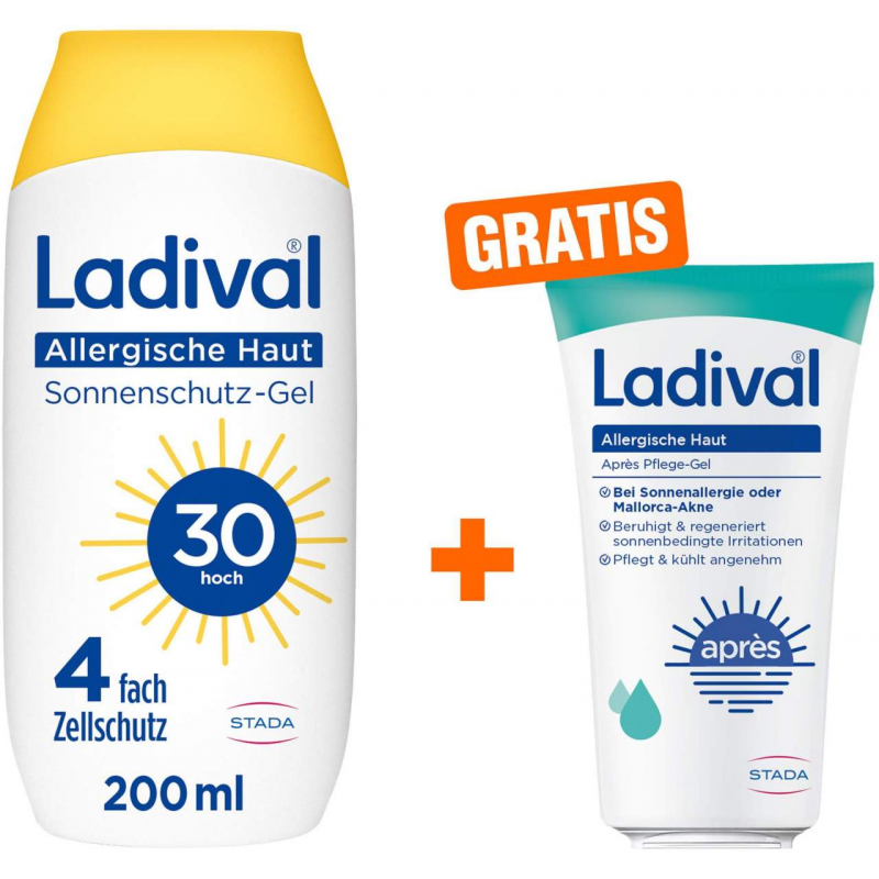 Ladival allergische Haut Sonnenschutz-Gel LSF 30 200 ml + gratis Ladival allergische Haut Apres Pflege Gel 50 ml