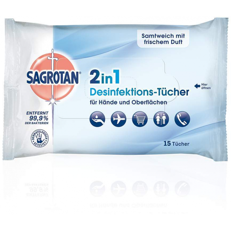 Sagrotan 2 in 1 Desinfektions-Tücher 15 Stück
