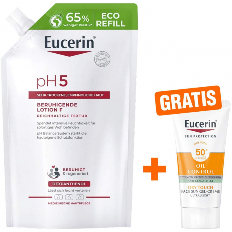 Eucerin pH5 Lotion F 400ml Nachfüllbeutel + gratis Eucerin Sun gel Creme Oil Control 20 ml