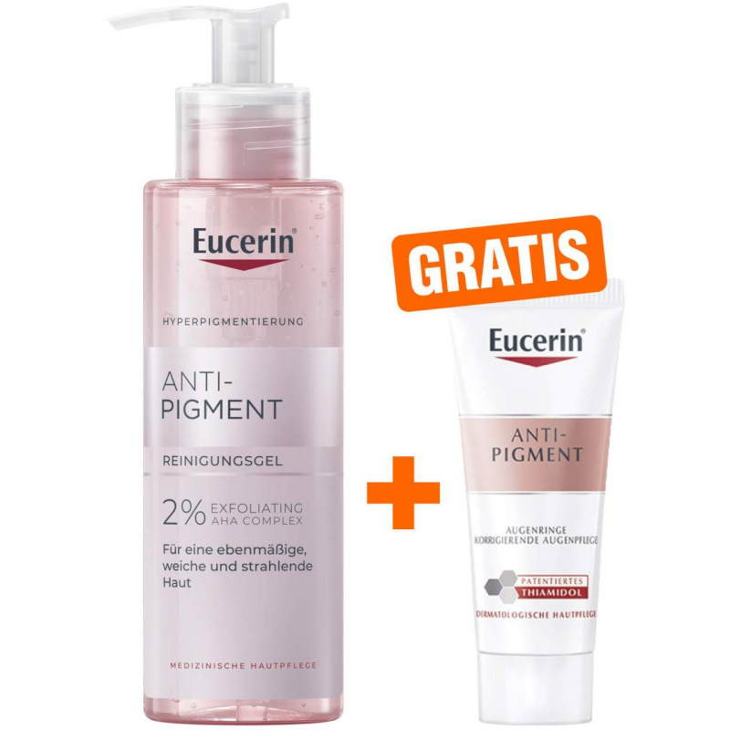 Eucerin Anti-Pigment Reinigungsgel 200 ml + gratis Eucerin Anti-Pigment Augenpflege Augenringe 5 ml