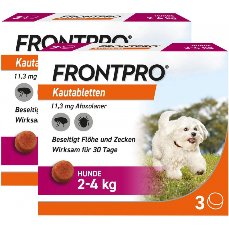 Frontpro 11,3 mg für Hunde 2 - 4 kg 2 x 3 Kautabletten