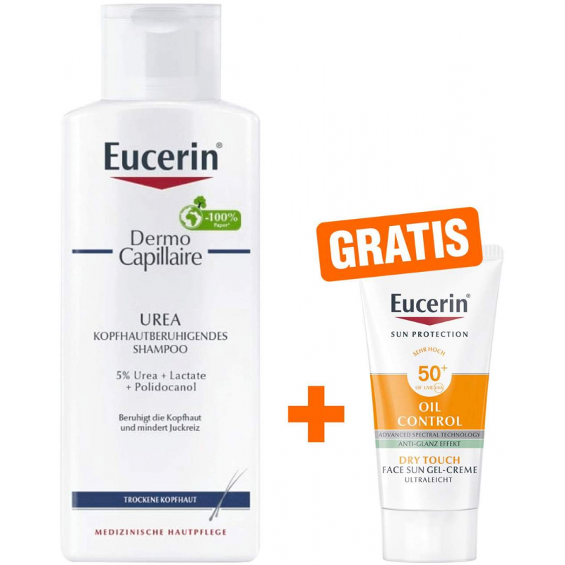 Eucerin Dermo Capillaire kopfhautberuh. Urea Shampoo 250 ml + gratis Sun Gel-Creme Oil Control 20 ml