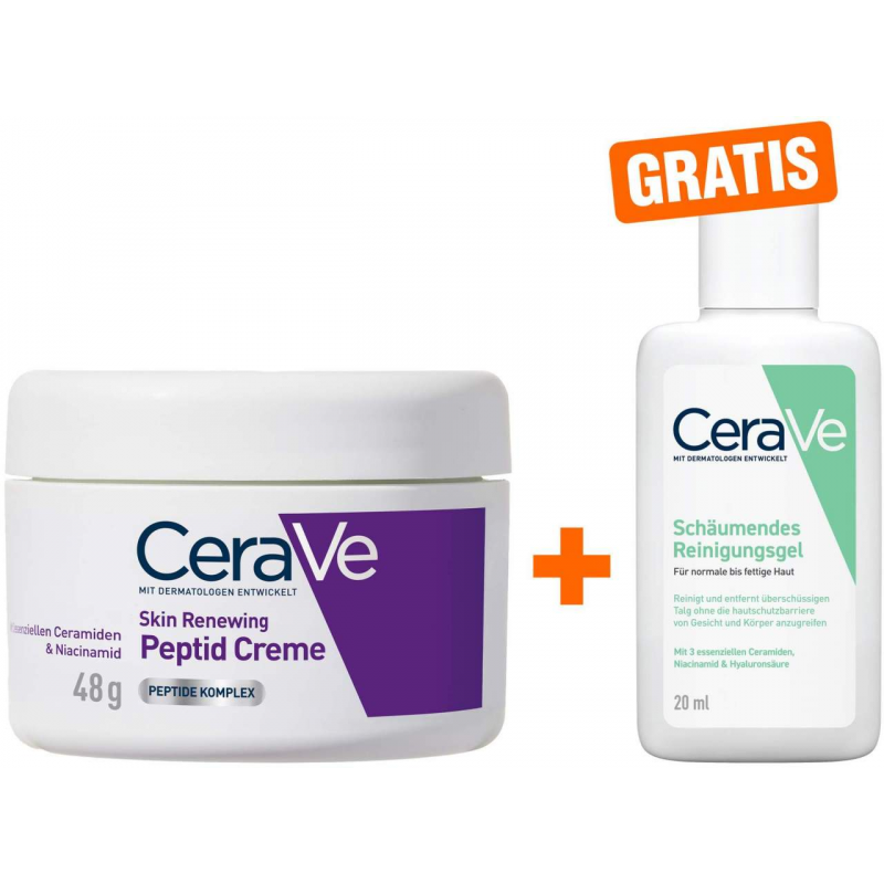 Cerave Skin Renewing Peptid Creme 48 g + gratis CeraVe schäumendes Reinigungsgel 20 ml
