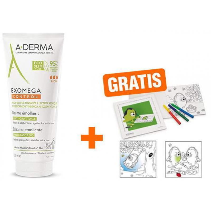 A-Derma Exomega Control Balsam rückfettend 200 ml + gratis Malbuch