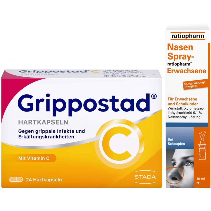 Sparset Grippostad C 24 Kapseln + Nasenspray E 15 ml