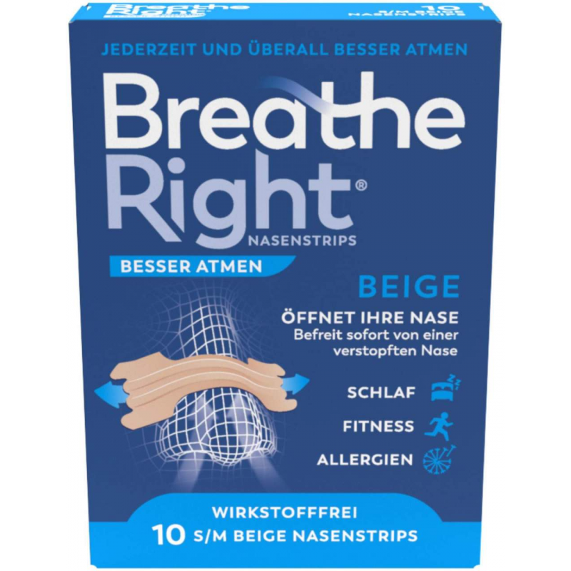 Besser Atmen Breathe Right 10 Nasenpflaster normal beige