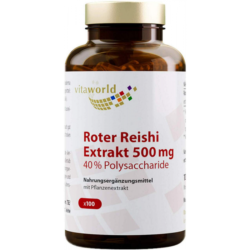 Roter Reishi Extrakt 500 mg 40% Polysacchar.Kapseln 100 Stück