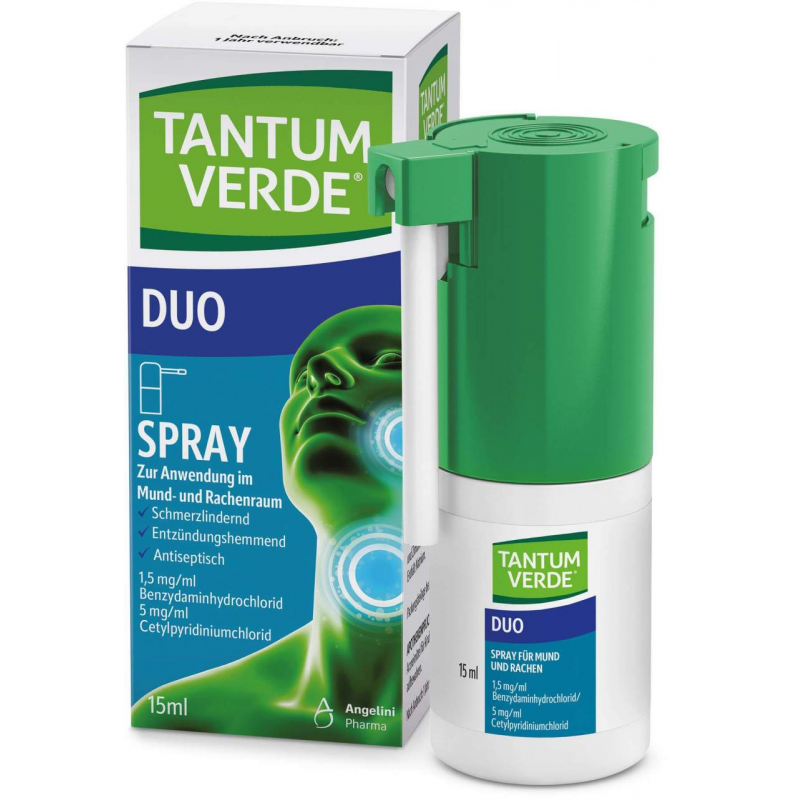 Tantum Verde Duo 1,5 mg je ml + 5 mg je ml Spray zur Anwendung in der Mundhöhle 15 ml