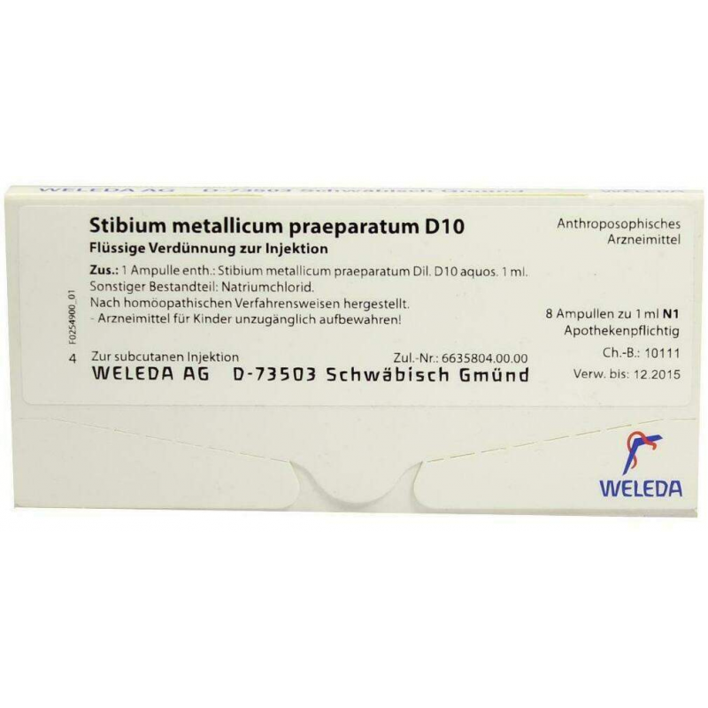 Weleda Stibium Metallicum Praeparatum D10 8 X 1 ml Ampullen
