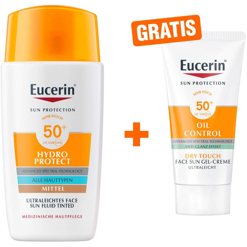 Eucerin Sun Hydro Protect Tinted mittel 50 ml + gratis Sun Gel-Creme Oil Control 20 ml