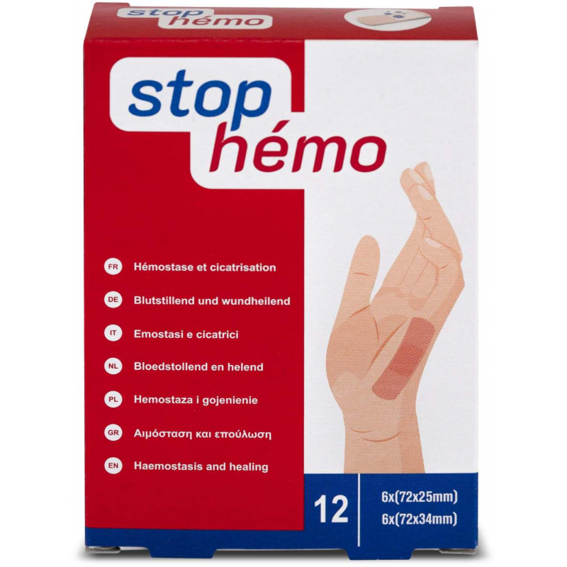 Stop Hemo blutstillendes Pflaster 2 Größen 12 Stück