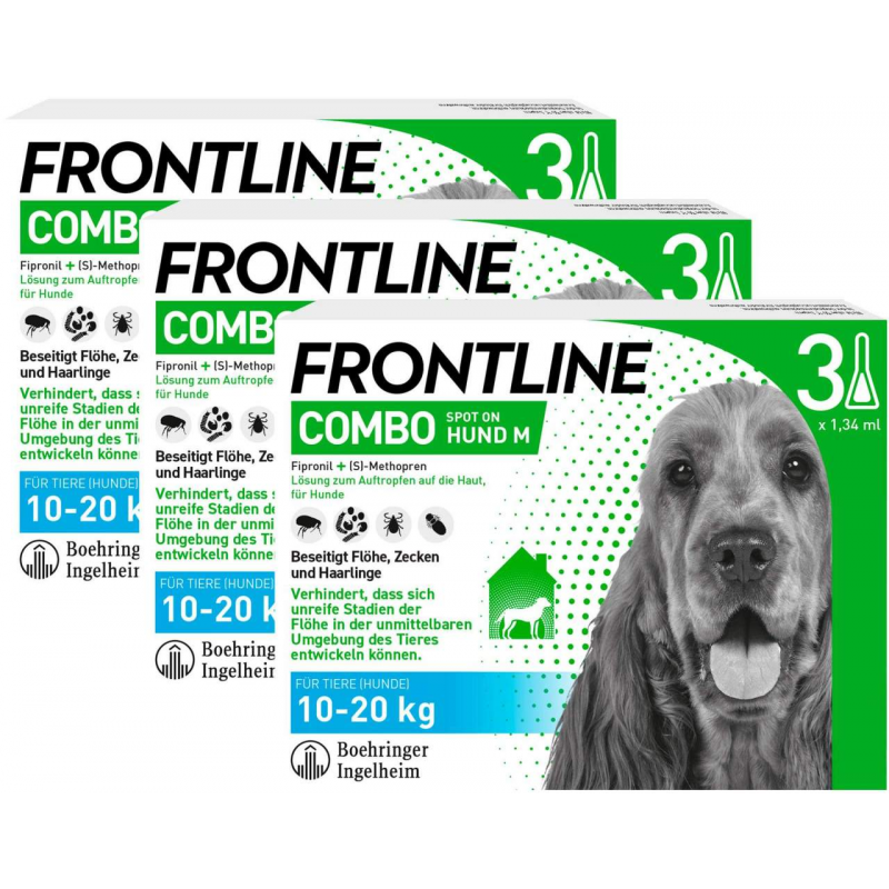 Frontline Combo Spot On Hund M 10-20 kg 3 x 3 Pipetten