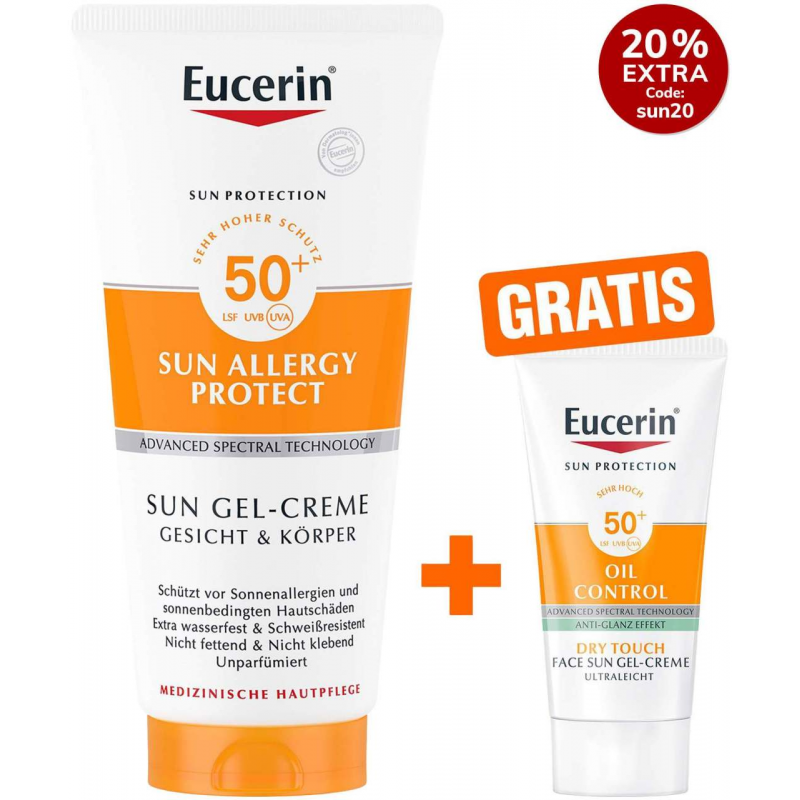 Eucerin Sun Allergy Protect Sun Gel-Creme LSF 50+ 200 ml + gratis Eucerin Sun-Gel Creme Oil Control 20 ml
