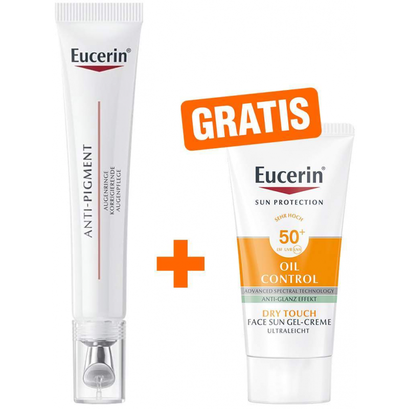Eucerin Anti-Pigment Augenpflege Augenringe 15 ml + gratis Sun Gel-Creme Oil Control 20 ml