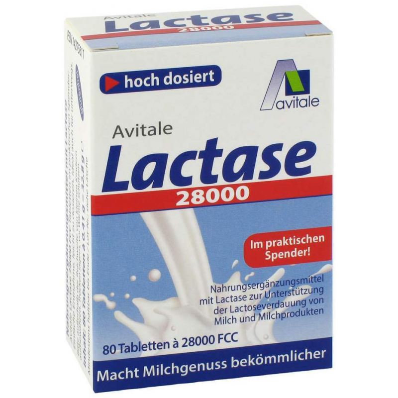Lactase 28.000 FCC 80 Tabletten im Spender
