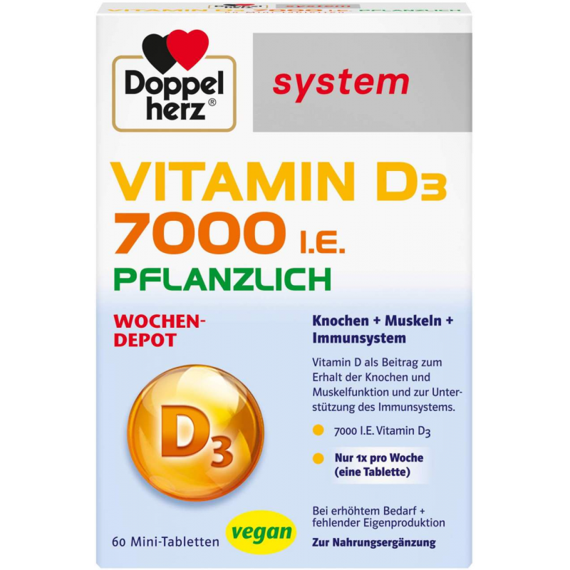 Doppelherz System Vitamin D3 7000 I.E. Pflanzlich 60 Tabletten