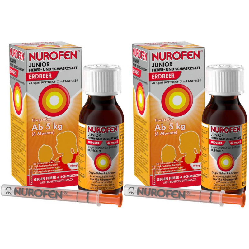 Nurofen Junior Fieber- & Schmerzsaft 40 mg pro 1 ml Erdbeere 2 x 150 ml