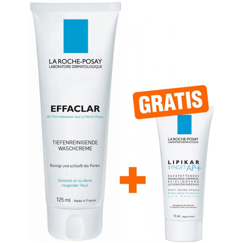 La Roche Posay Effaclar Waschcreme 125ml + gratis Lipikar Syndet AP+ 15 ml