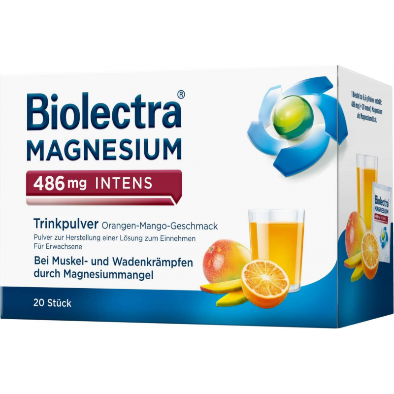 Biolectra Magnesium 486mg intens Trinkpulver Orange-Mango 20 Stück