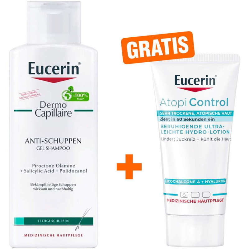 Eucerin Dermo Capillaire Anti-Schuppen Gel Shampoo 250 ml + AtopiControl Hydro-Lotion 20 ml