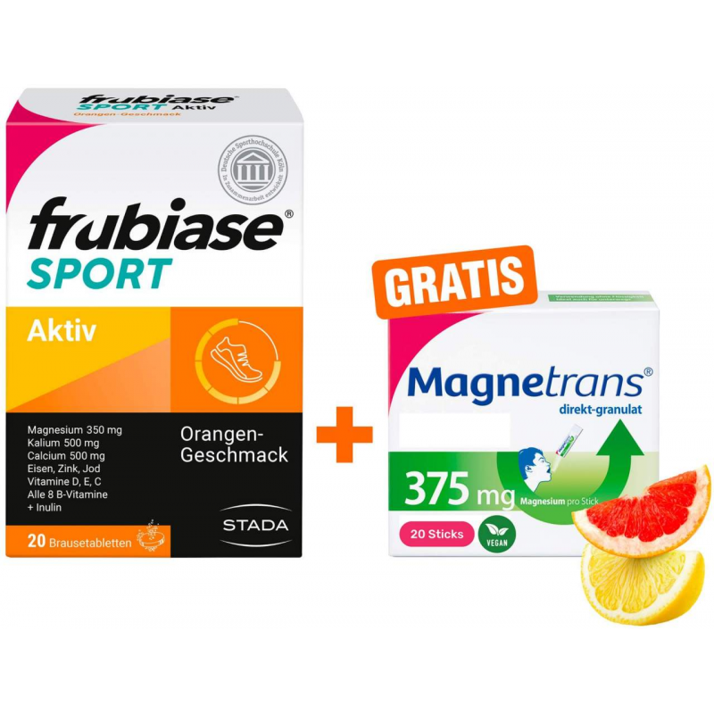 Frubiase Sport Brausetbl. 20 Stück + gratis Magnetrans direkt 375 mg Granulat
