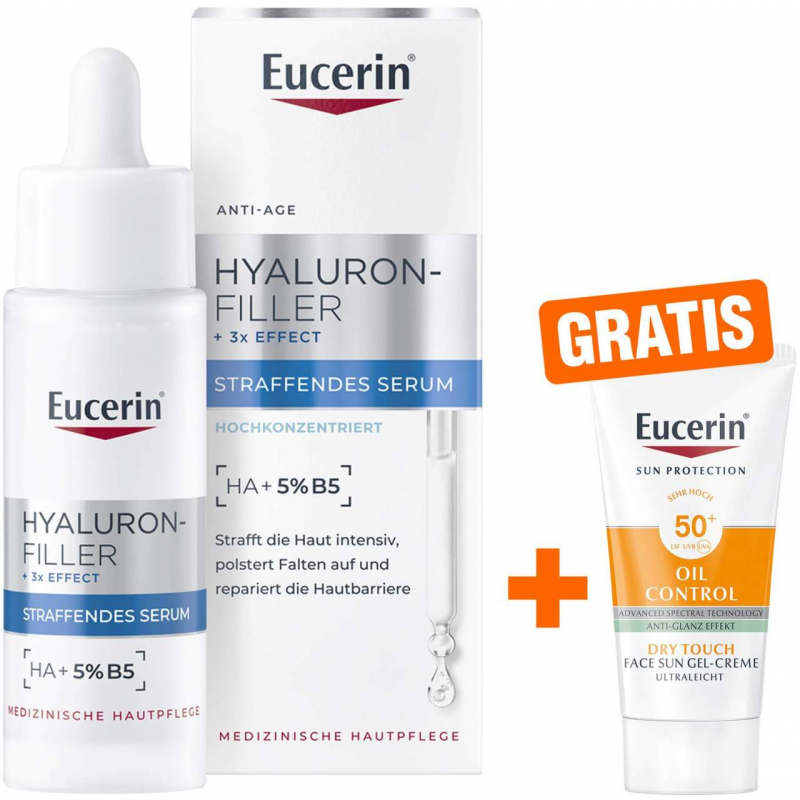 Eucerin Anti-Age Hyaluron-Filler straffendes Serum 30 ml + gratis Eucerin Sun Gel-Creme Oil Control 20 ml