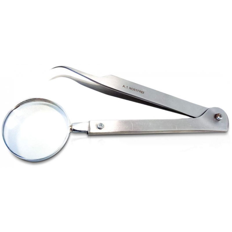 Zeckenzange Zeckenpinzette Verstellbar Lupe 11,5 cm 1 Stück