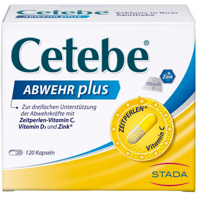 Cetebe Abwehr plus Vitamin C + Vitamin D3 + Zink 120 Kapseln